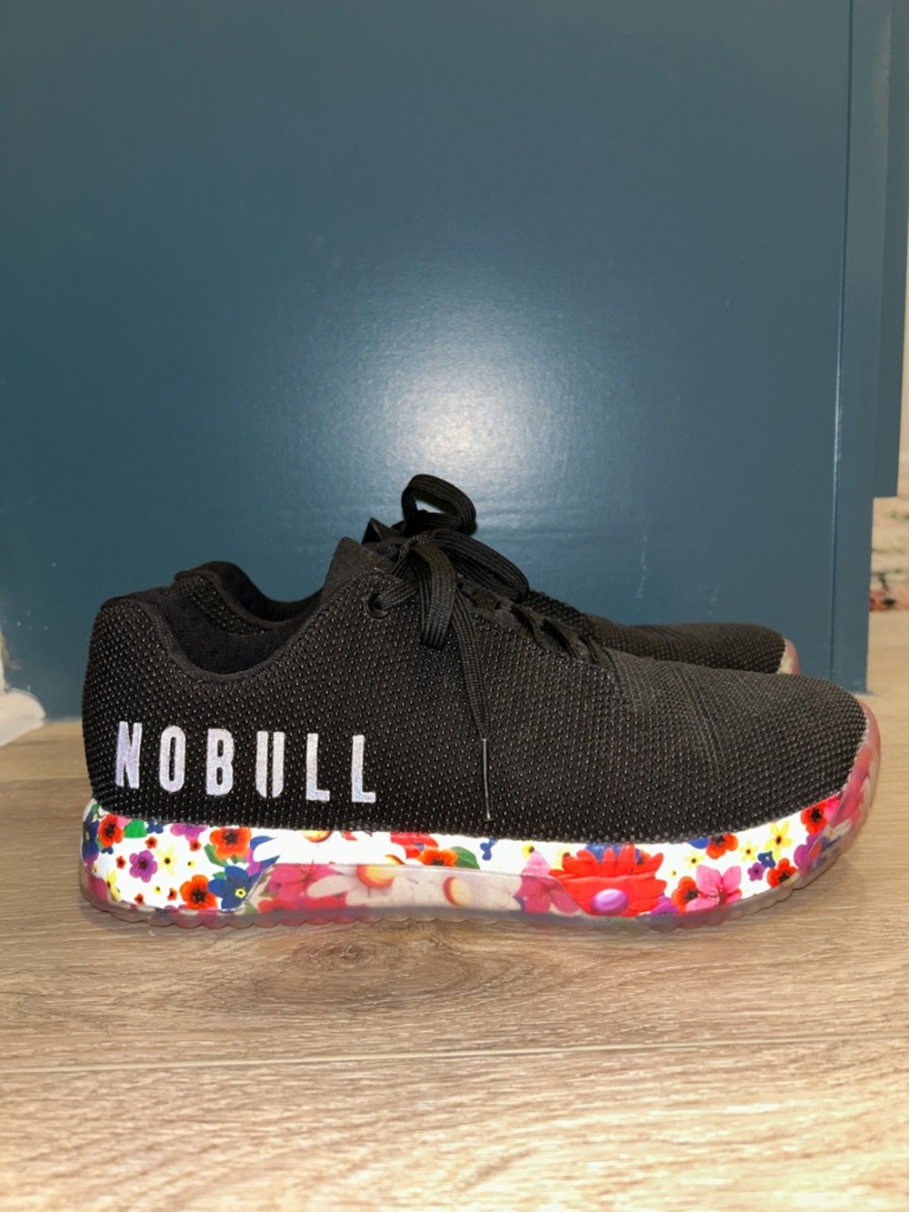 NOBULL Black Mens Sneakers with Floral Multicolor Sole